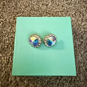 Elegant Silver and Blue Crystal Diamond Fashion Earrings